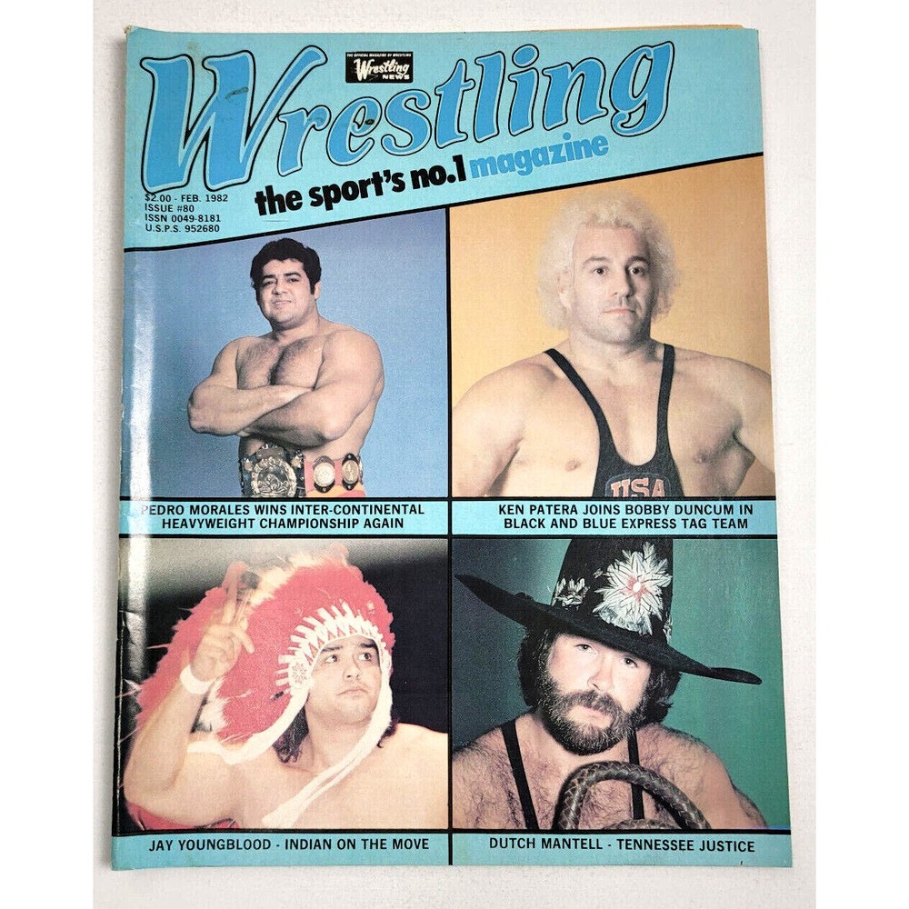 THE WRESTLING NEWS - FEB 1982 # 80 - KEN PATERA / PEDRO MORALES / JAY YOUNGBLOOD